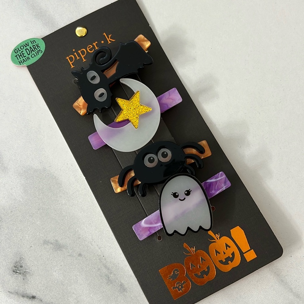 NWT 🌙 👻🐈‍⬛ Piper K Halloween Glow in the dark Hair Clips